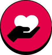 Hand icon holding a heart